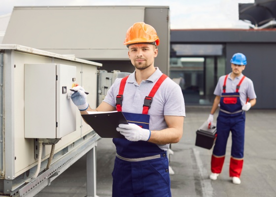 HVAC technician team working